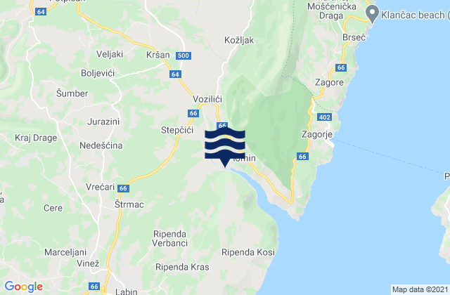 Carte des horaires des marées pour Sveta Nedelja, Croatia