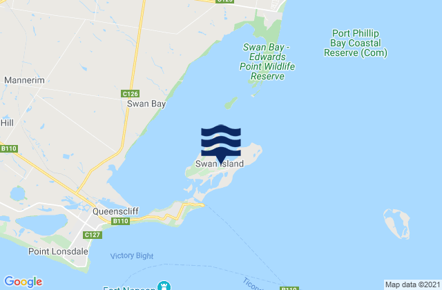 Carte des horaires des marées pour Swan Island, Australia