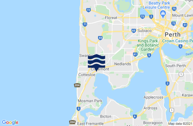 Carte des horaires des marées pour Swanbourne, Australia