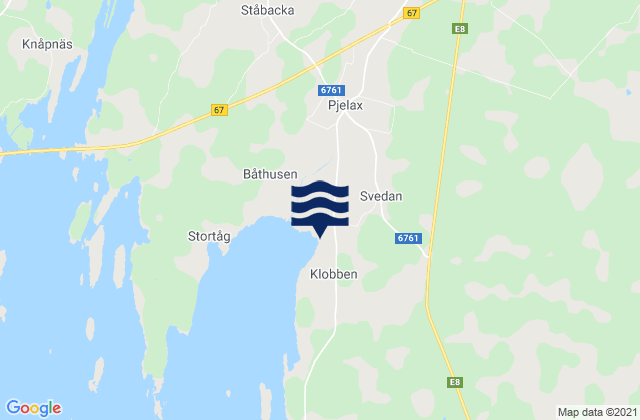 Carte des horaires des marées pour Sydösterbotten, Finland