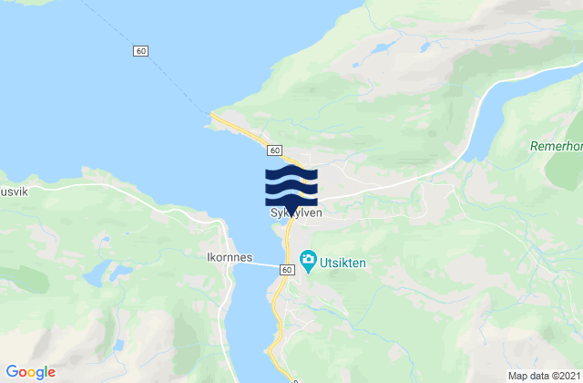 Carte des horaires des marées pour Sykkylven, Norway