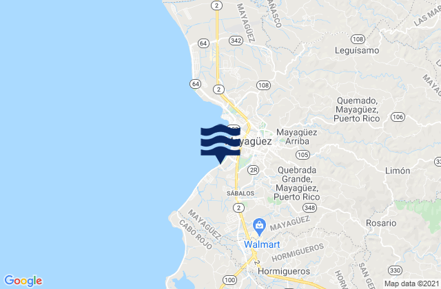 Carte des horaires des marées pour Sábalos Barrio, Puerto Rico