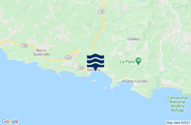 Carte des horaires des marées pour Sámara, Costa Rica