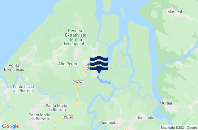 Carte des horaires des marées pour São Caetano de Odivelas, Brazil