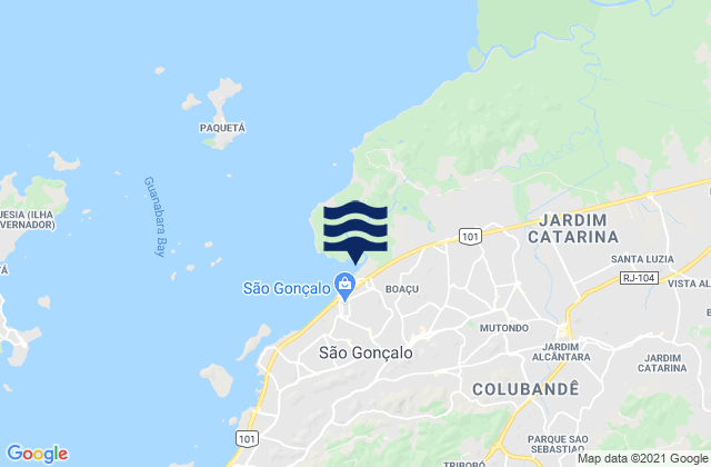 Carte des horaires des marées pour São Gonçalo, Brazil