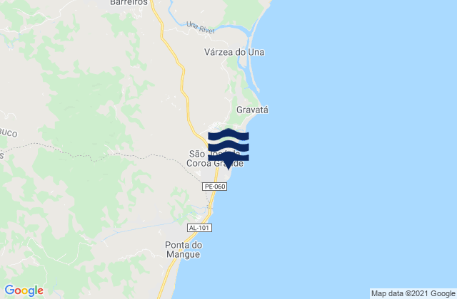 Carte des horaires des marées pour São José da Coroa Grande, Brazil