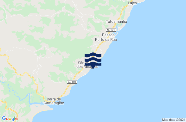 Carte des horaires des marées pour São Miguel dos Milagres, Brazil