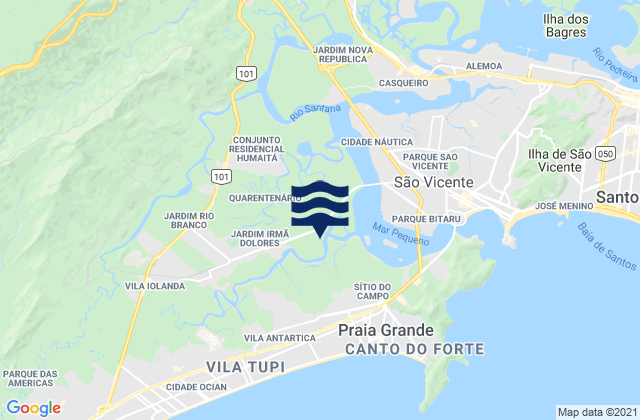 Carte des horaires des marées pour São Vicente, Brazil
