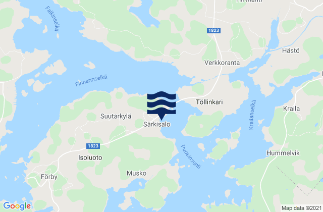 Carte des horaires des marées pour Särkisalo, Finland
