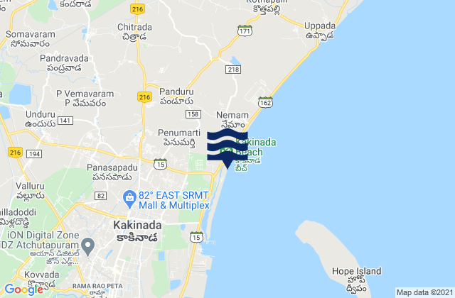 Carte des horaires des marées pour Sāmalkot, India