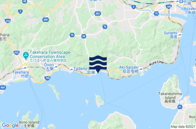 Carte des horaires des marées pour Tadanoumi, Japan