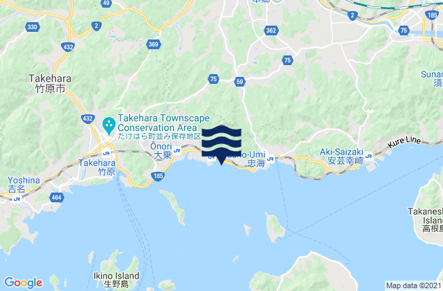 Carte des horaires des marées pour Tadanouminagahama, Japan