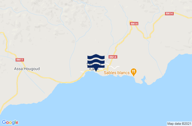 Carte des horaires des marées pour Tadjourah, Djibouti