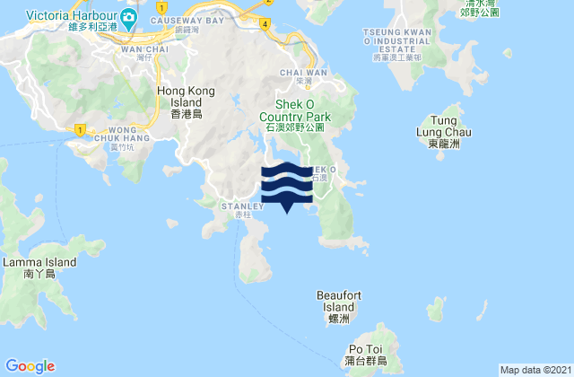 Carte des horaires des marées pour Tai Tam Bay, Hong Kong