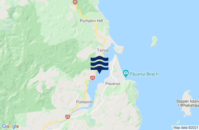 Carte des horaires des marées pour Tairua Harbour, New Zealand