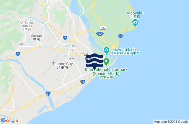 Carte des horaires des marées pour Taitung, Taiwan