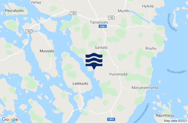 Carte des horaires des marées pour Taivassalo, Finland