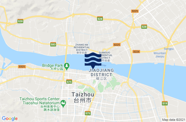 Carte des horaires des marées pour Taizhou, China