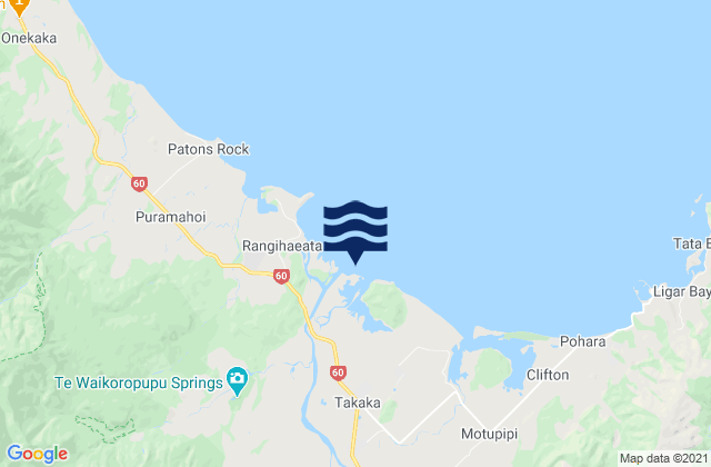 Carte des horaires des marées pour Takaka Golden Bay, New Zealand