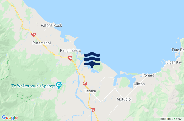 Carte des horaires des marées pour Takaka, New Zealand