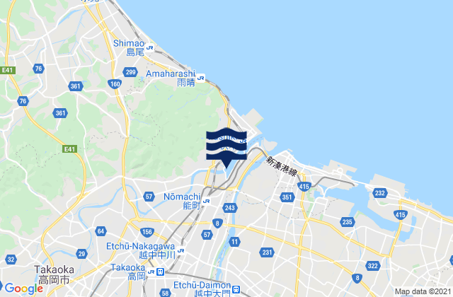 Carte des horaires des marées pour Takaoka Shi, Japan