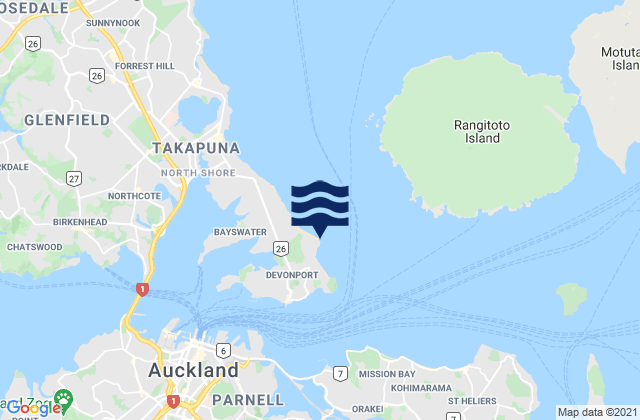 Carte des horaires des marées pour Takapuna Head, New Zealand