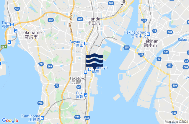 Carte des horaires des marées pour Taketoyo, Japan