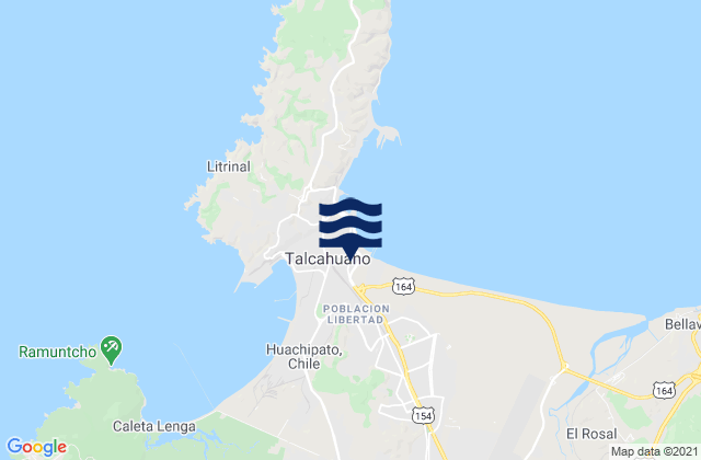 Carte des horaires des marées pour Talcahuano, Chile