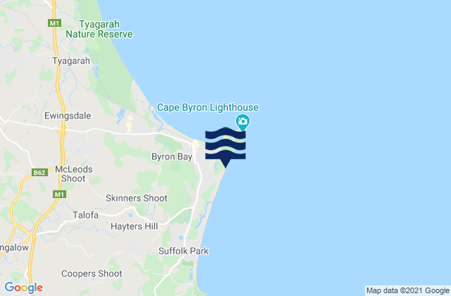 Carte des horaires des marées pour Tallows Beach, Australia