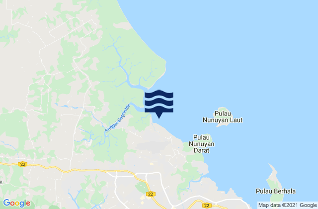 Carte des horaires des marées pour Taman Rajawali, Malaysia