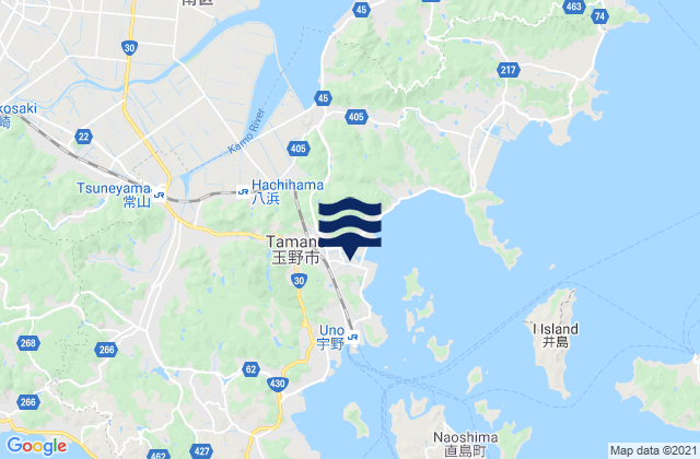 Carte des horaires des marées pour Tamano Shi, Japan