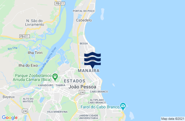 Carte des horaires des marées pour Tambau, Brazil