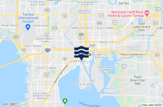 Carte des horaires des marées pour Tampa, United States
