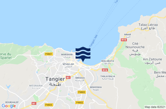 Carte des horaires des marées pour Tangier, Morocco