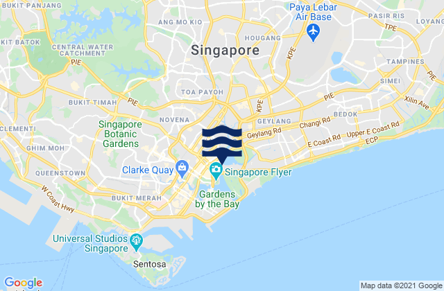 Carte des horaires des marées pour Tanjong Rhu, Singapore