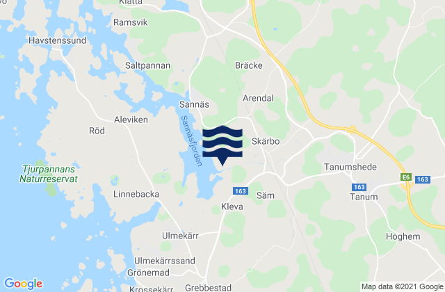 Carte des horaires des marées pour Tanumshede, Sweden