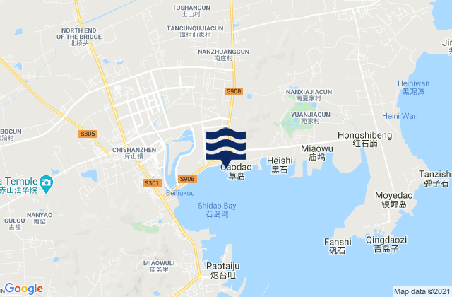 Carte des horaires des marées pour Taoyuan, China