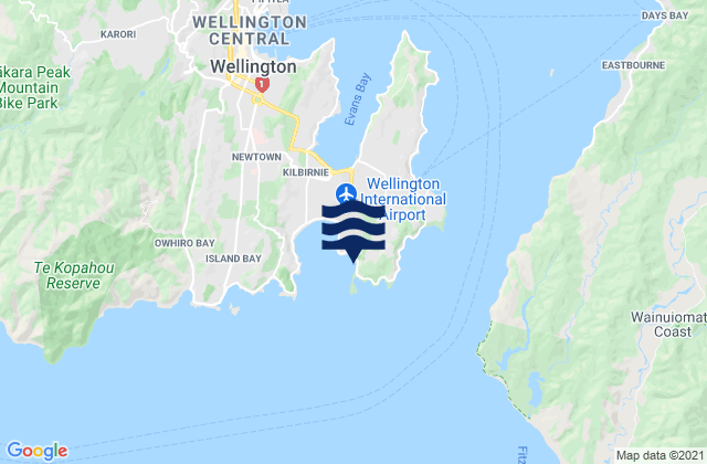 Carte des horaires des marées pour Tarakena Bay, New Zealand