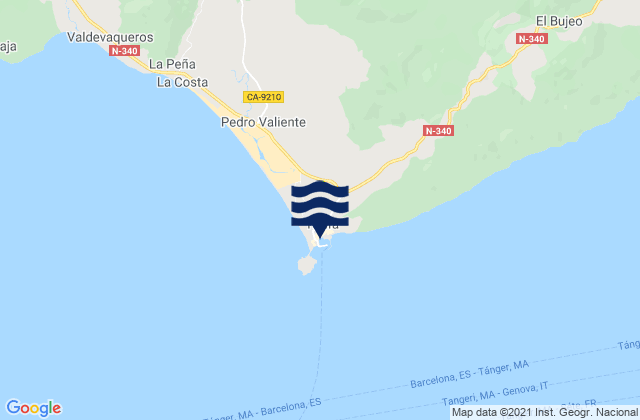 Carte des horaires des marées pour Tarifa Port, Spain