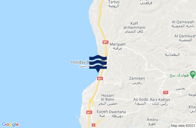 Carte des horaires des marées pour Tartus Governorate, Syria