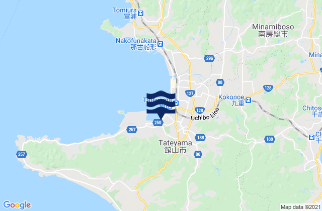 Carte des horaires des marées pour Tateyama-shi, Japan