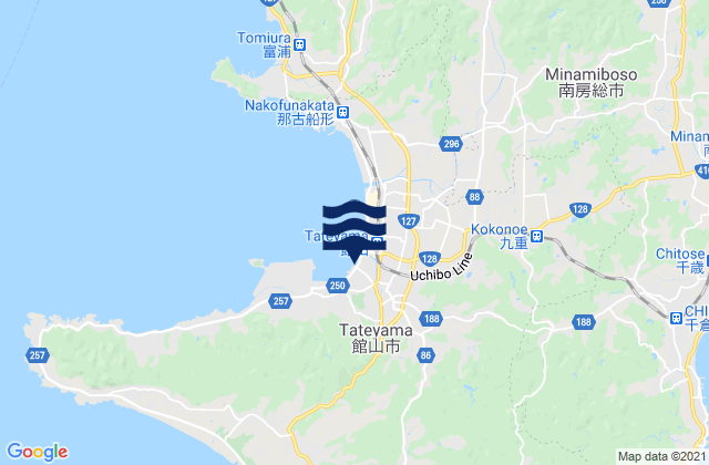 Carte des horaires des marées pour Tateyama, Japan