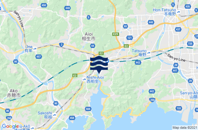 Carte des horaires des marées pour Tatsuno-shi, Japan