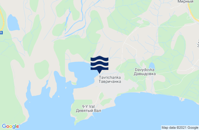 Carte des horaires des marées pour Tavrichanka, Russia