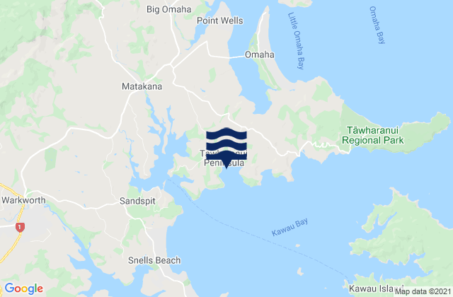 Carte des horaires des marées pour Tawharanui Peninsula Auckland, New Zealand