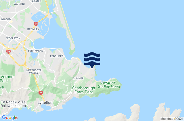 Carte des horaires des marées pour Taylors Mistake Beach, New Zealand