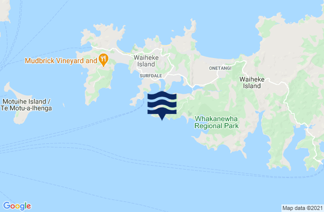 Carte des horaires des marées pour Te Akau o Hine, New Zealand