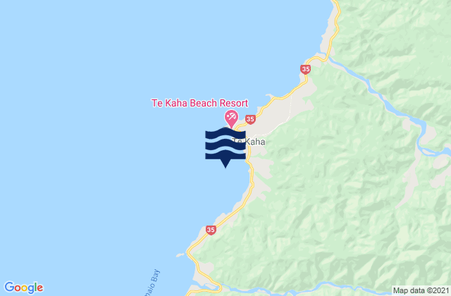 Carte des horaires des marées pour Te Kaha, New Zealand