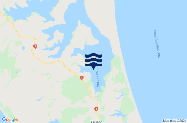 Carte des horaires des marées pour Te Kao Bay, New Zealand