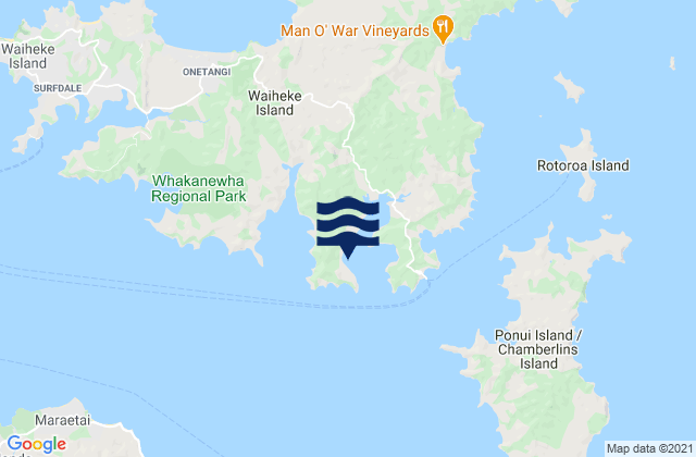 Carte des horaires des marées pour Te Matuku Bay (McLeods Bay), New Zealand